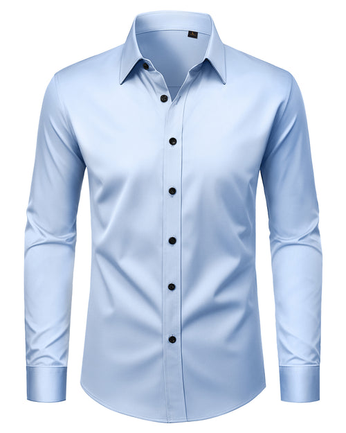 Mens Dress Shirt Long Sleeve Wrinkle Free Stretch Button Down Shirts