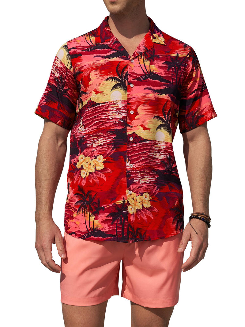 Regular Fit Short Sleeve Casual Hawaiian Shirt Printed Shirt