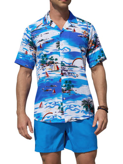 Regular Fit Short Sleeve Casual Hawaiian Shirt Printed Shirt