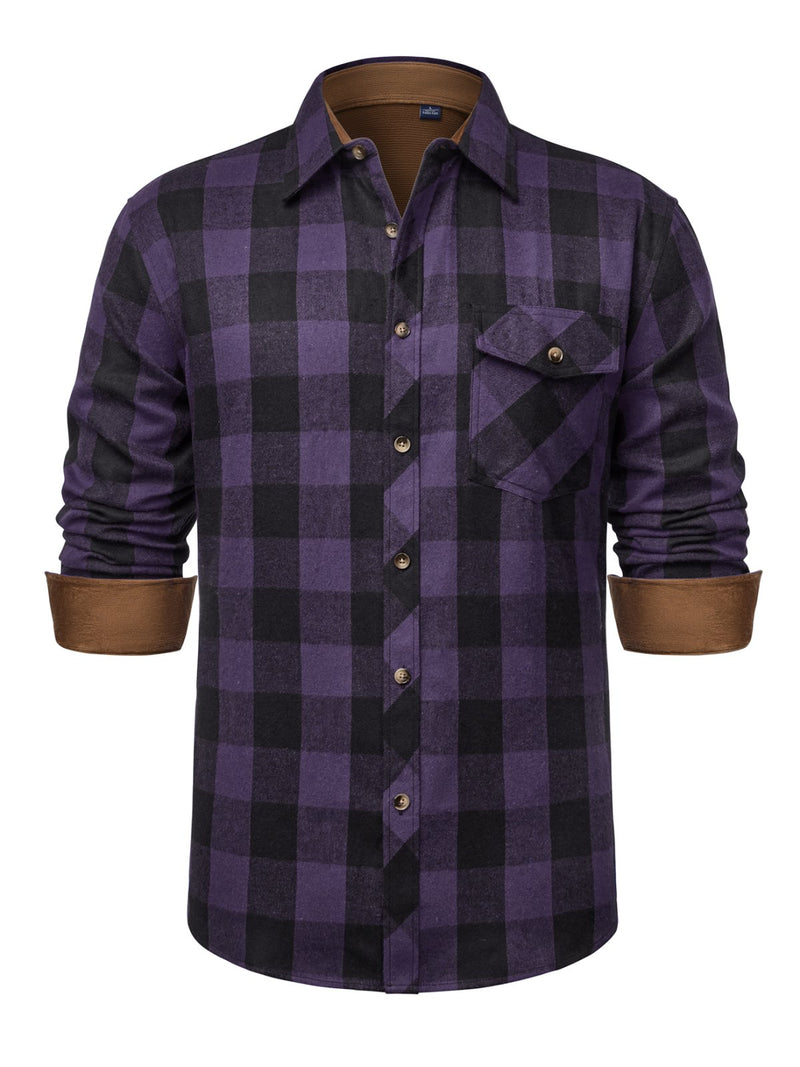 Alimens & Gentle Mens Plaid Button Down Shirt Casual Long Sleeve Flannel Shirts Relaxed Fit Cloth For Fall