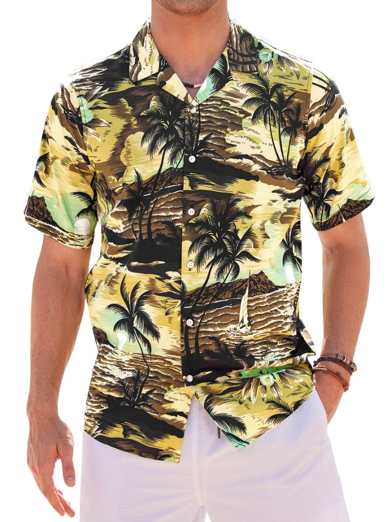 Regular Fit Short Sleeve Casual Hawaiian Shirt Printed Shirt
