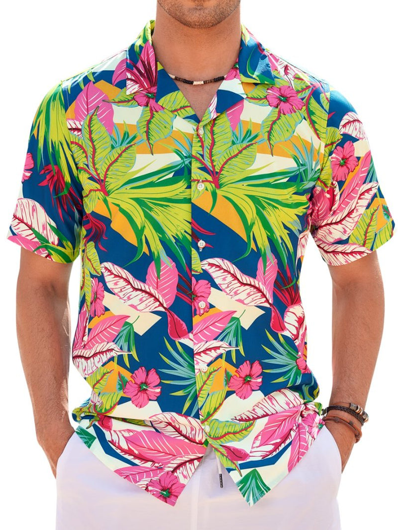 Regular Fit Short Sleeve Casual Hawaiian Shirt Printed Shirt