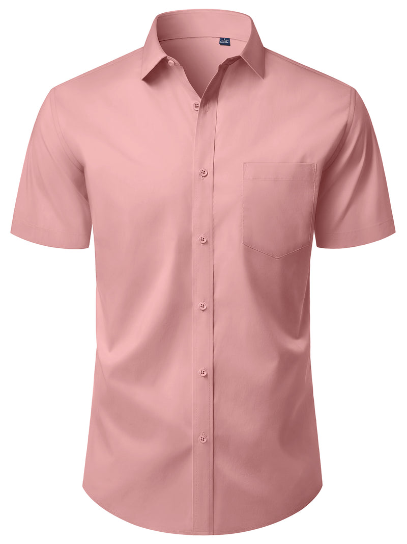 Alimens & Gentle Mens Button Up Shirt Stretched Wrinkle Free Short Sleeve Dresses Shirt For Casual