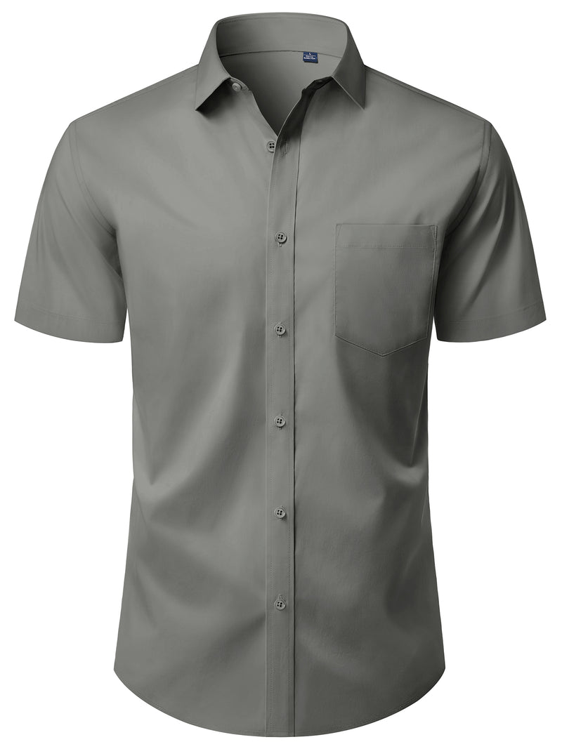 Alimens & Gentle Mens Button Up Shirt Stretched Wrinkle Free Short Sleeve Dresses Shirt For Casual