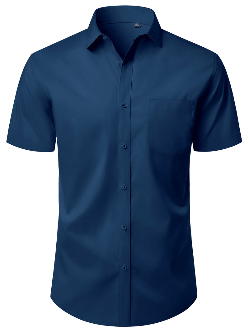 Alimens & Gentle Mens Button Up Shirt Stretched Wrinkle Free Short Sleeve Dresses Shirt For Casual