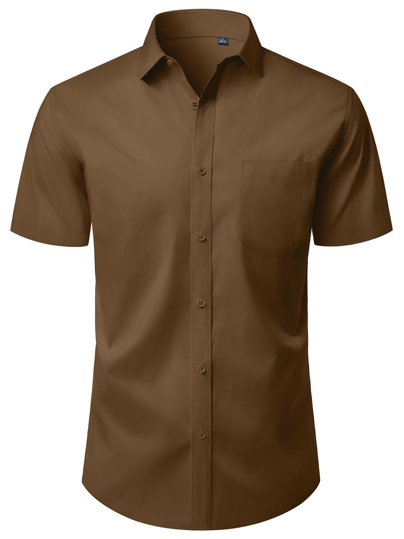 Alimens & Gentle Mens Button Up Shirt Stretched Wrinkle Free Short Sleeve Dresses Shirt For Casual