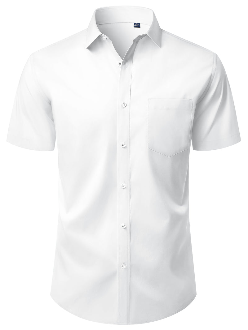 Alimens & Gentle Mens Button Up Shirt Stretched Wrinkle Free Short Sleeve Dresses Shirt For Casual