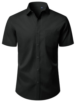 Alimens & Gentle Mens Button Up Shirt Stretched Wrinkle Free Short Sleeve Dresses Shirt For Casual