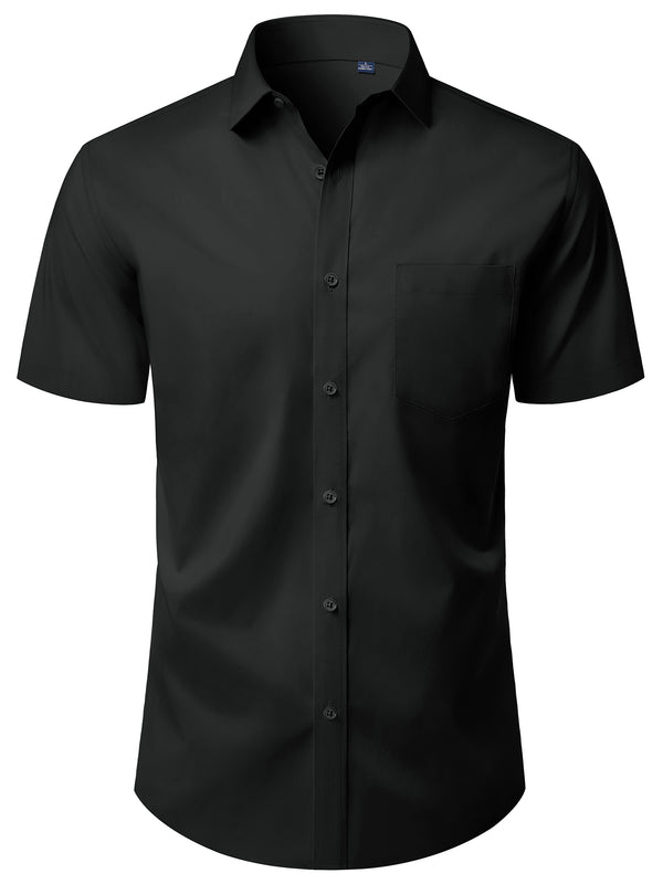 Alimens & Gentle Mens Button Up Shirt Stretched Wrinkle Free Short Sleeve Dresses Shirt For Casual