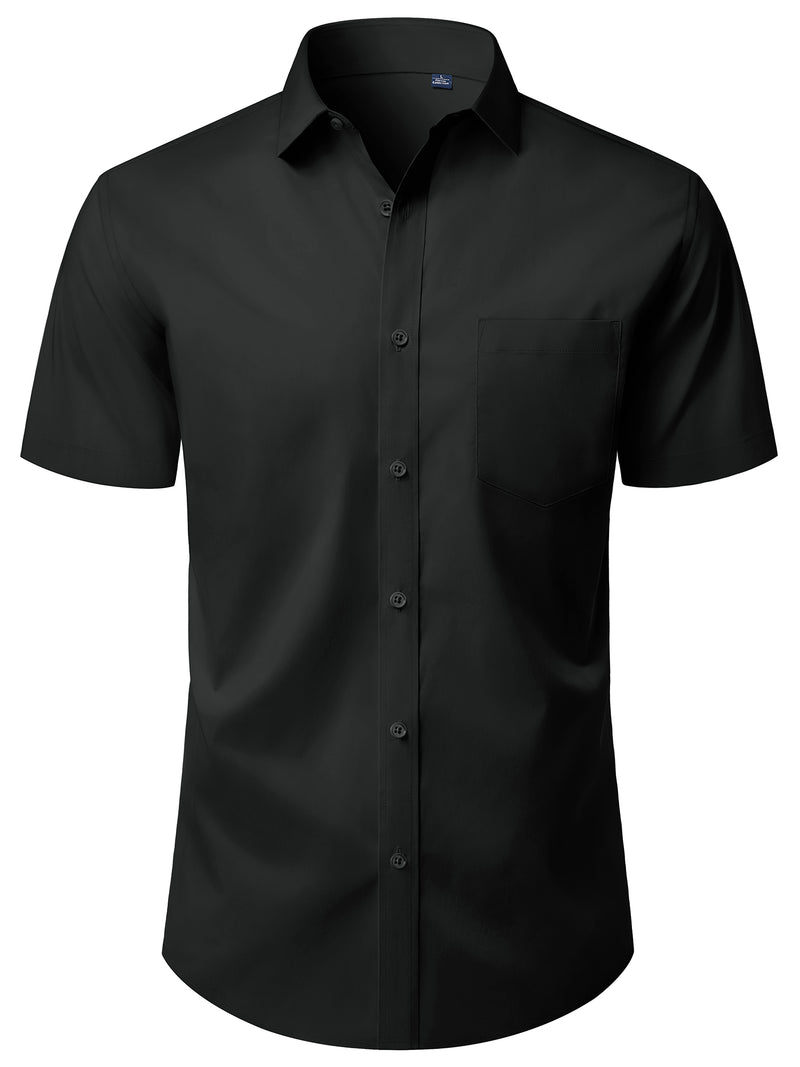 Alimens & Gentle Mens Button Up Shirt Stretched Wrinkle Free Short Sleeve Dresses Shirt For Casual