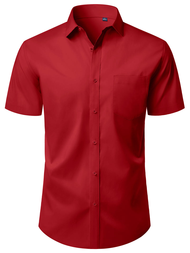 Alimens & Gentle Mens Button Up Shirt Stretched Wrinkle Free Short Sleeve Dresses Shirt For Casual
