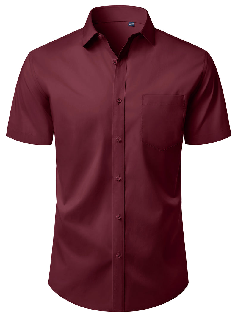 Alimens & Gentle Mens Button Up Shirt Stretched Wrinkle Free Short Sleeve Dresses Shirt For Casual