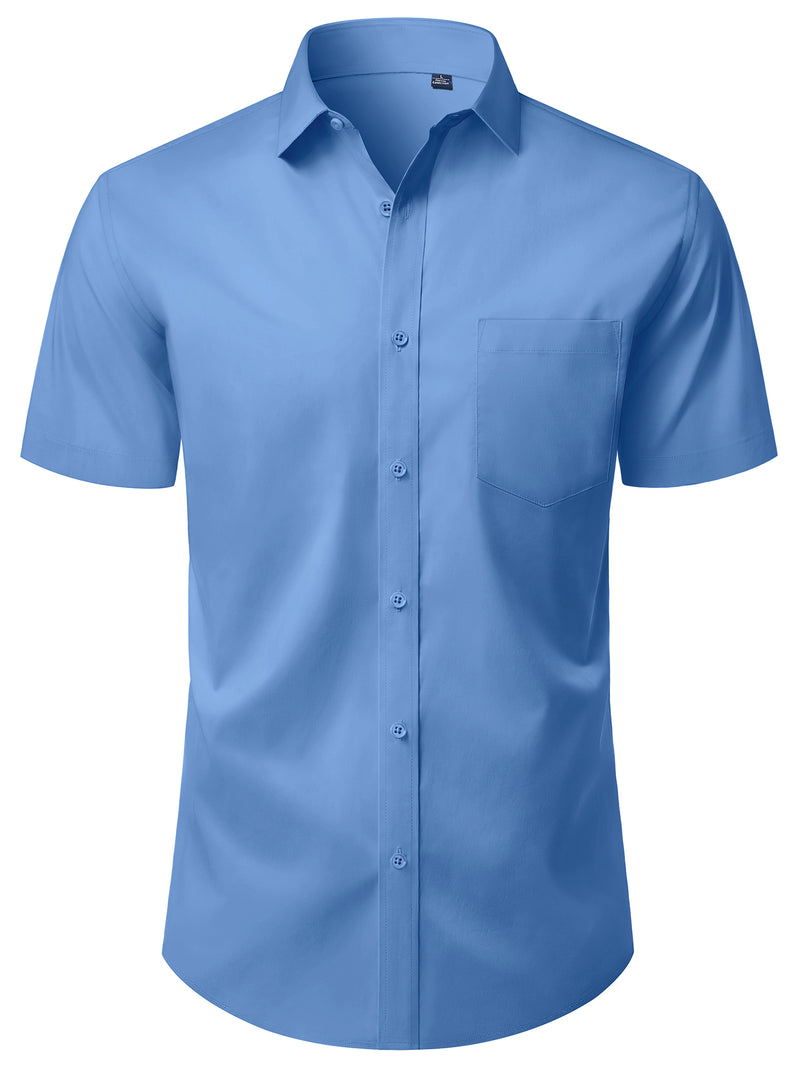 Alimens & Gentle Mens Button Up Shirt Stretched Wrinkle Free Short Sleeve Dresses Shirt For Casual