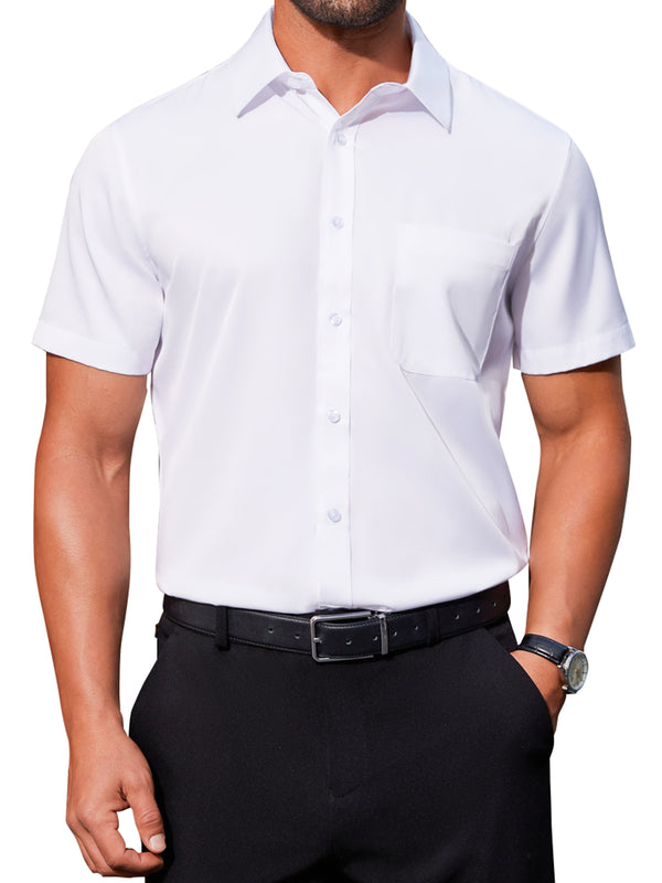 Alimens & Gentle Mens Short Sleeve Cotton Dress Shirts Wrinkle-Free Business Shirt