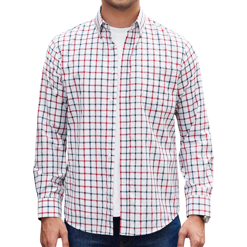 Alimens & Gentle Men's Plaid Button Down Shirts Cotton Long Sleeve Shirts Gingham Shirt