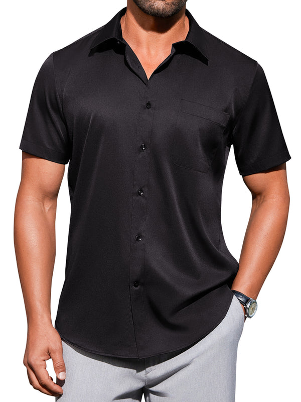 Alimens & Gentle Mens Short Sleeve Cotton Dress Shirts Wrinkle-Free Business Shirt