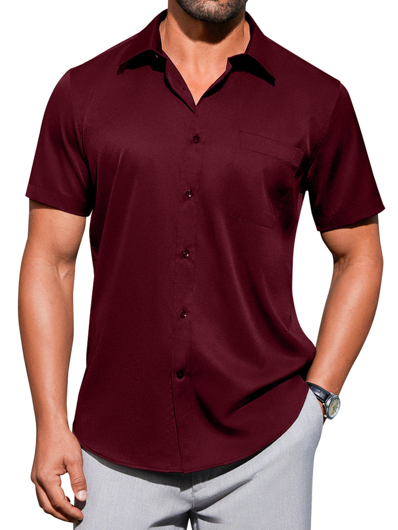 Alimens & Gentle Mens Short Sleeve Cotton Dress Shirts Wrinkle-Free Business Shirt