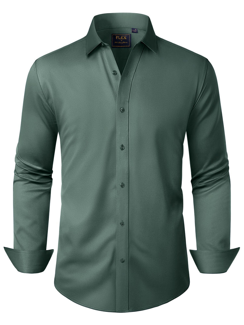 Alimens & Gentle Mens Solid Long Sleeve Dress Shirts Stretch Cotton Business Shirt