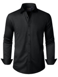 Alimens & Gentle Mens Solid Long Sleeve Dress Shirts Stretch Cotton Business Shirt