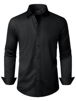 Alimens & Gentle Mens Solid Long Sleeve Dress Shirts Stretch Cotton Business Shirt