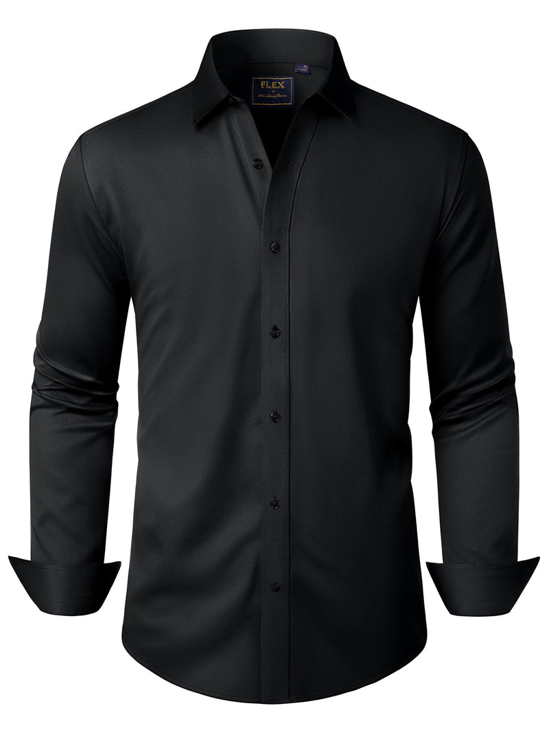 Alimens & Gentle Mens Solid Long Sleeve Dress Shirts Stretch Cotton Business Shirt