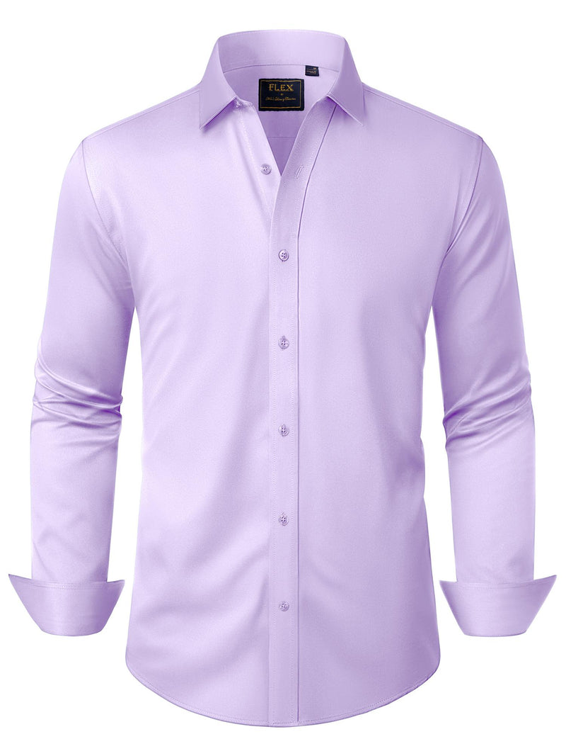 Alimens & Gentle Mens Solid Long Sleeve Dress Shirts Stretch Cotton Business Shirt