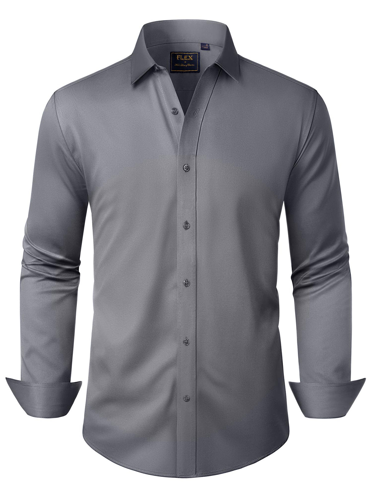 Alimens & Gentle Mens Solid Long Sleeve Dress Shirts Stretch Cotton Business Shirt