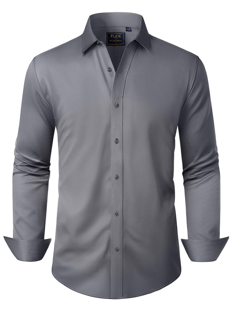 Alimens & Gentle Mens Solid Long Sleeve Dress Shirts Stretch Cotton Business Shirt