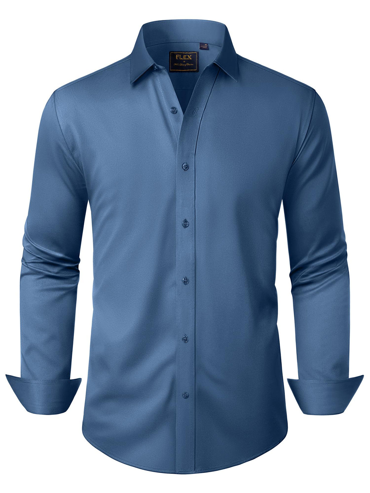Alimens & Gentle Mens Solid Long Sleeve Dress Shirts Stretch Cotton Business Shirt