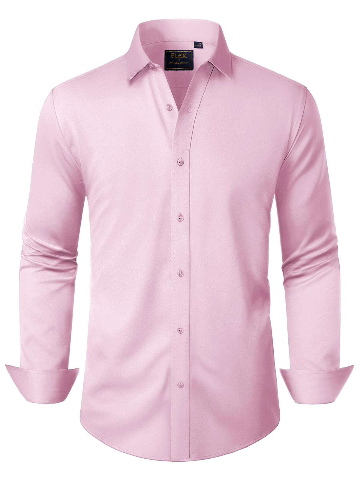 Alimens & Gentle Mens Solid Long Sleeve Dress Shirts Stretch Cotton Business Shirt