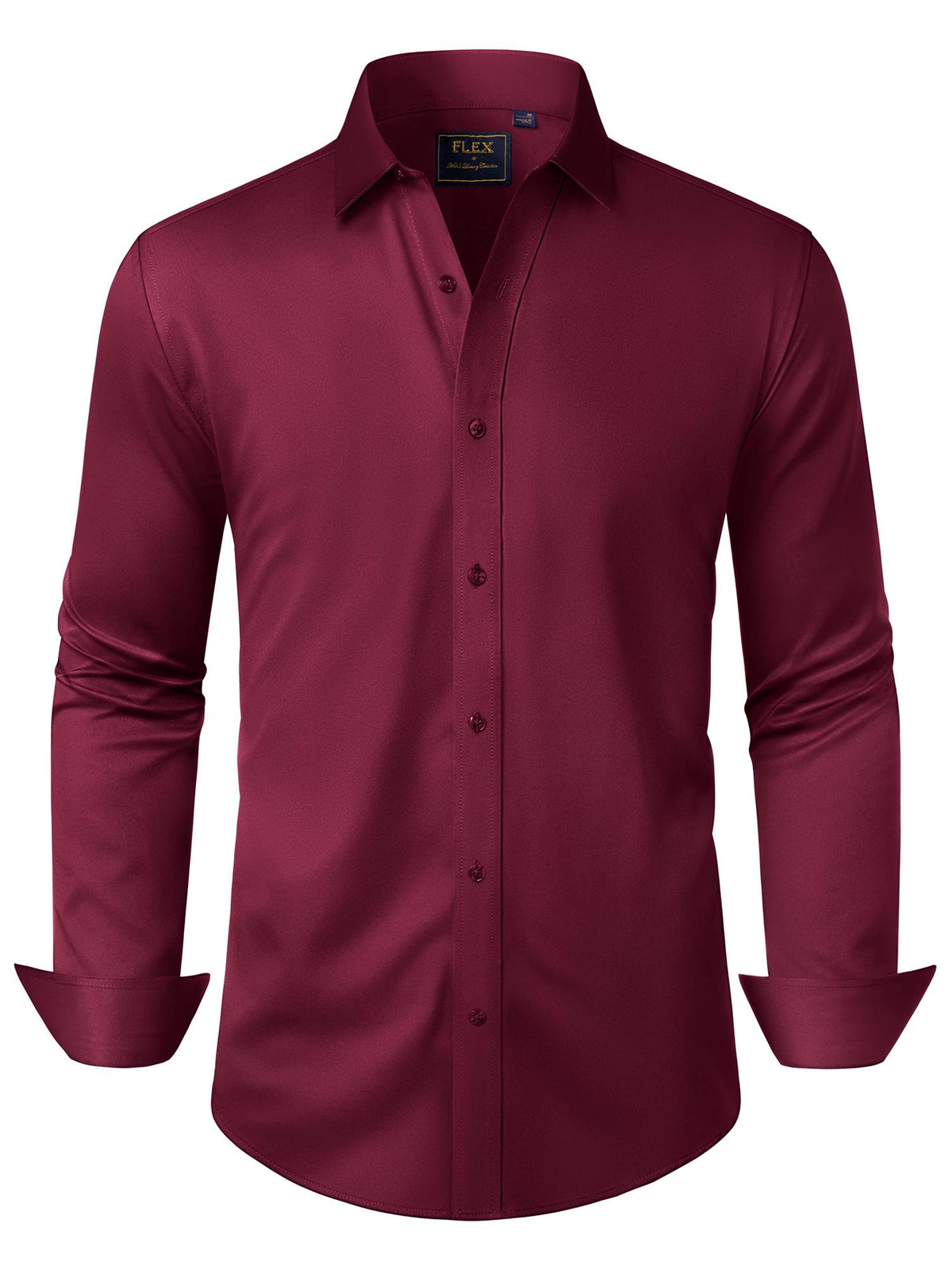 Alimens & Gentle Mens Solid Long Sleeve Dress Shirts Stretch Cotton Business Shirt