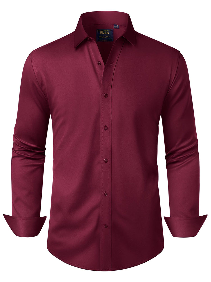 Alimens & Gentle Mens Solid Long Sleeve Dress Shirts Stretch Cotton Business Shirt