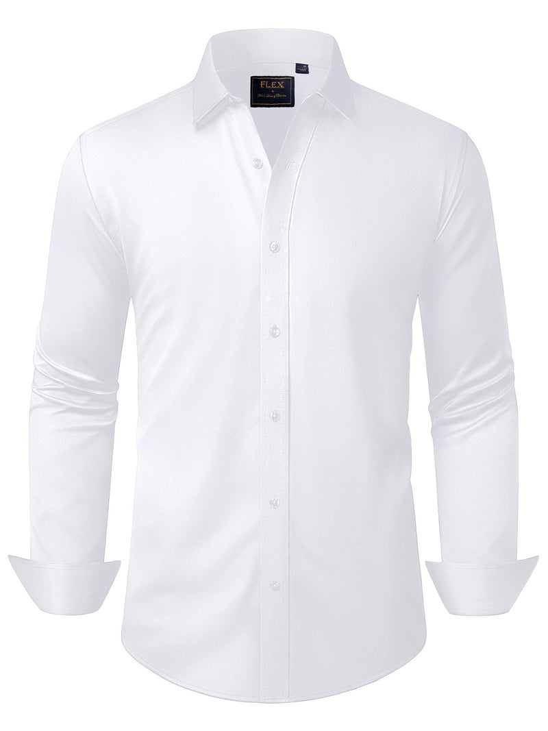 Alimens & Gentle Mens Solid Long Sleeve Dress Shirts Stretch Cotton Business Shirt