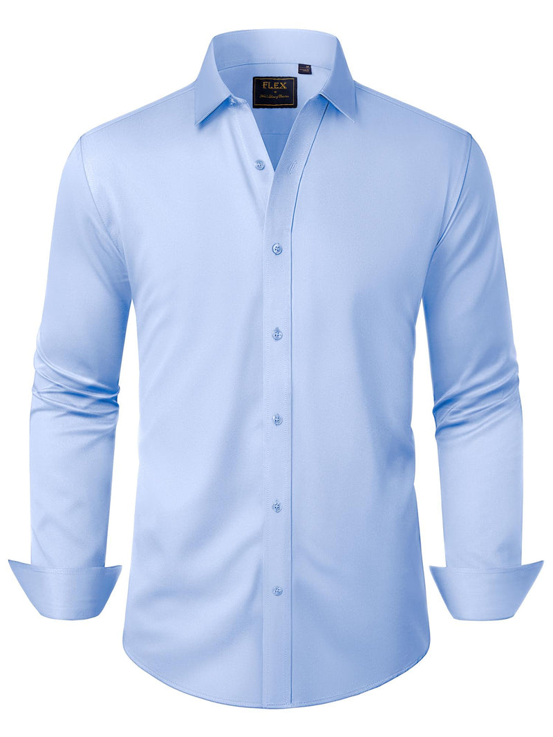 Alimens & Gentle Mens Solid Long Sleeve Dress Shirts Stretch Cotton Business Shirt