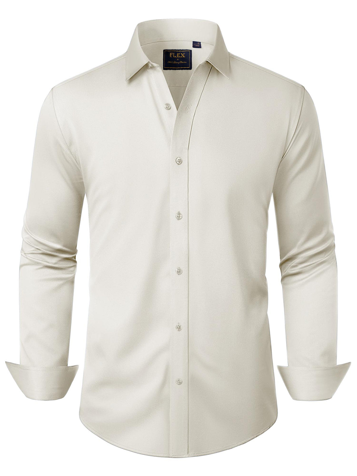 Alimens & Gentle Mens Solid Long Sleeve Dress Shirts Stretch Cotton Business Shirt