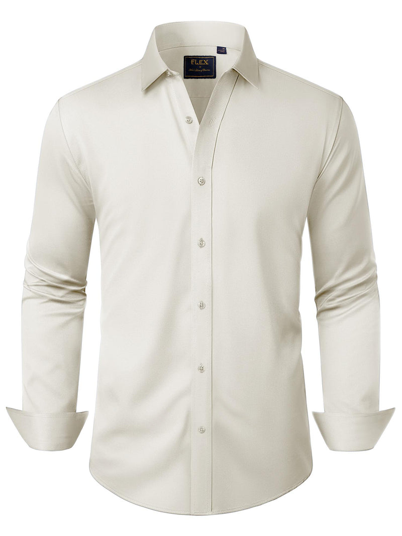 Alimens & Gentle Mens Solid Long Sleeve Dress Shirts Stretch Cotton Business Shirt