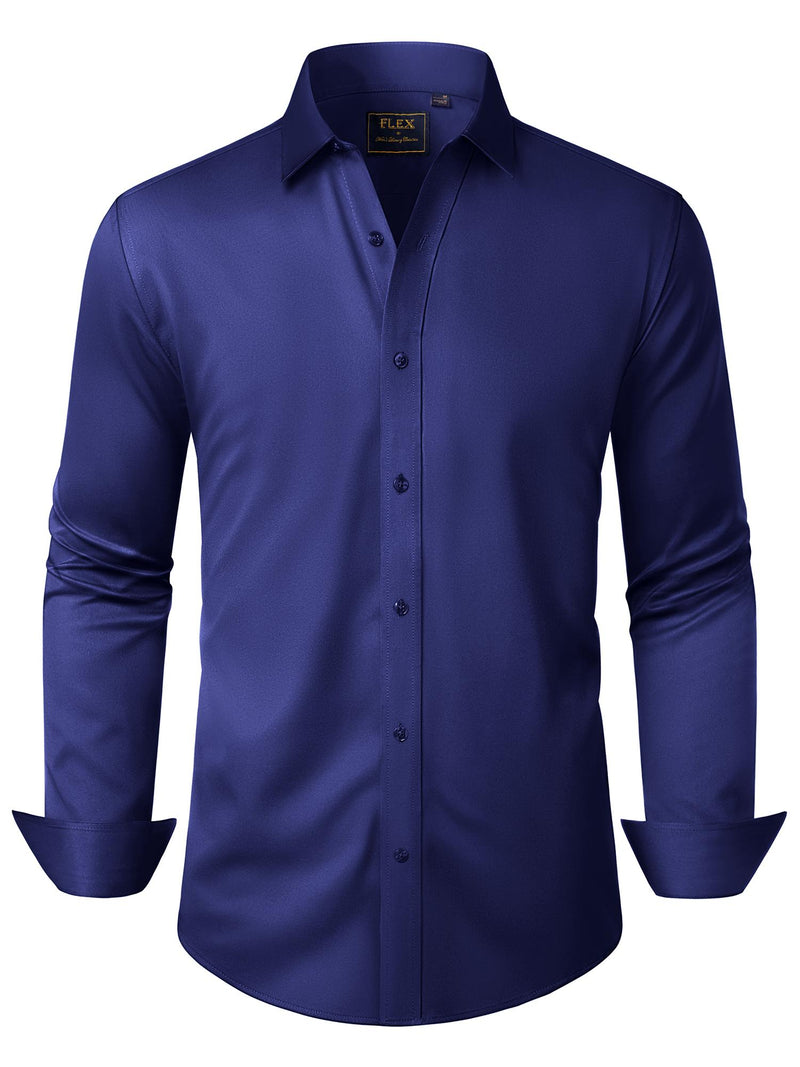 Alimens & Gentle Mens Solid Long Sleeve Dress Shirts Stretch Cotton Business Shirt