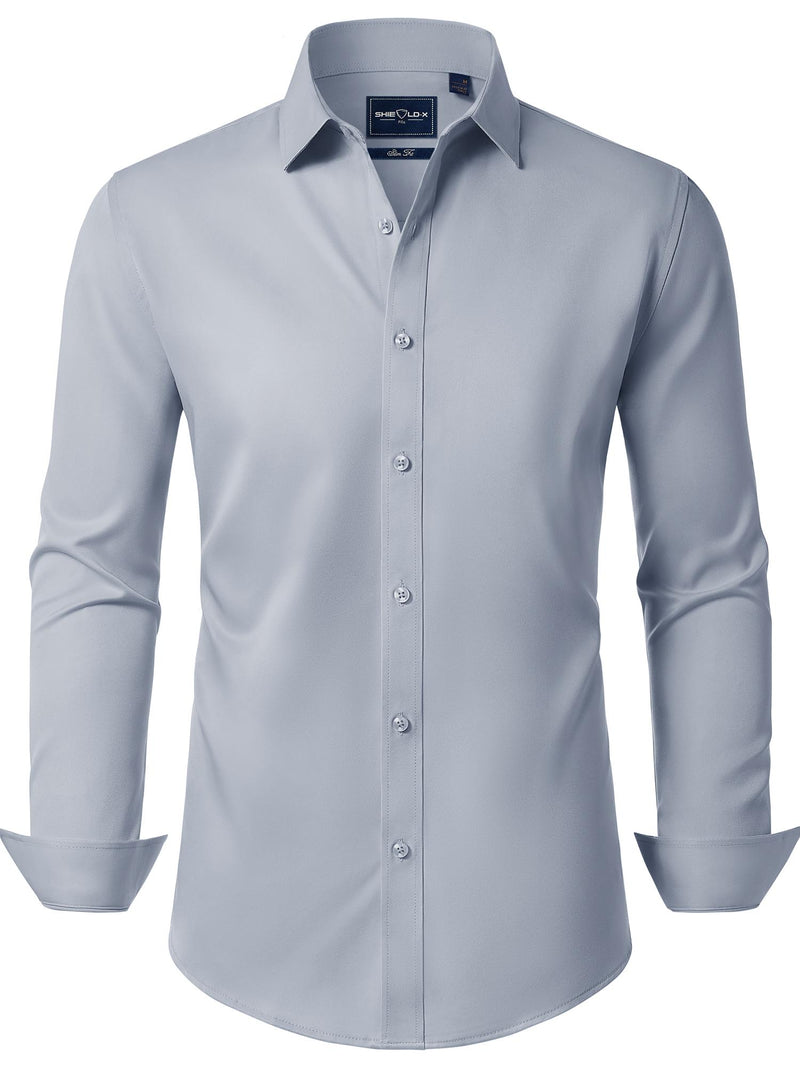 Men's Slim Fit Button Down Shirts Long Sleeve Stretch Wrinkle-Free Shirt Stain Sheild