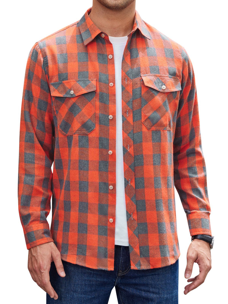 Alimens & Gentle Mens Long Sleeve Multi-color Plaid Shirts Flannel Casual Shirt