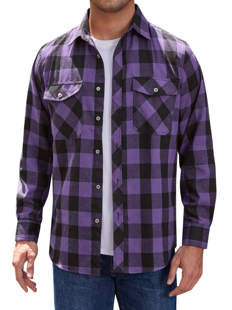 Alimens & Gentle Mens Long Sleeve Multi-color Plaid Shirts Flannel Casual Shirt