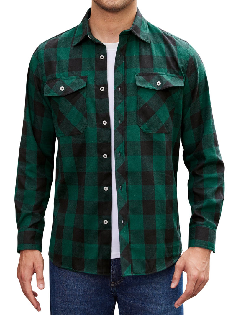 Alimens & Gentle Mens Long Sleeve Multi-color Plaid Shirts Flannel Casual Shirt