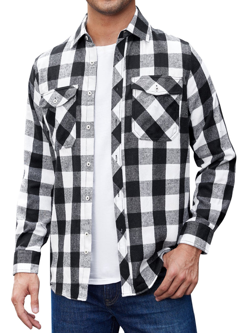 Alimens & Gentle Mens Long Sleeve Multi-color Plaid Shirts Flannel Casual Shirt