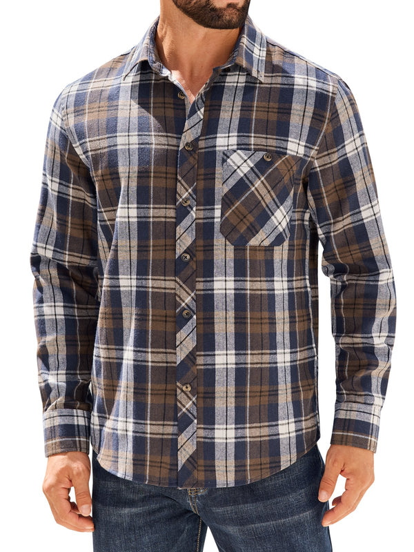 Alimens & Gentle Mens Flannel Shirts Casual Button Down Long Sleeve Plaid Shirts With Pocket Regular Fit Cloth For Winter
