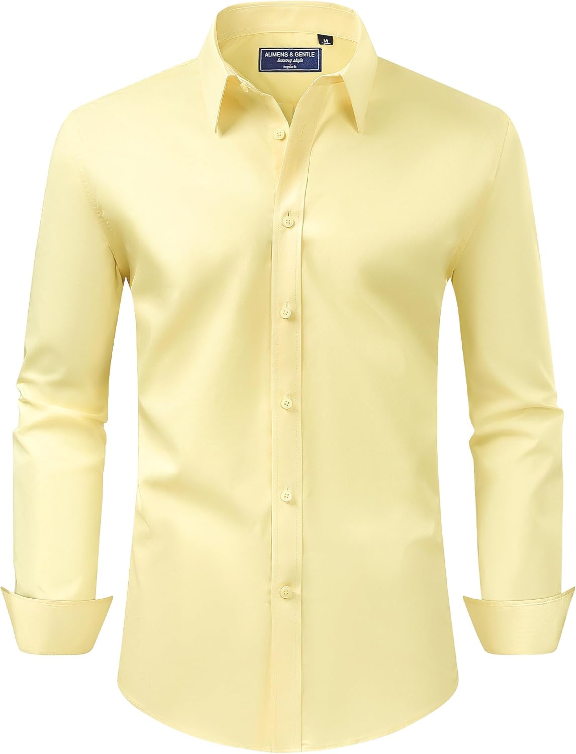Men's Dress Shirt Regular Fit Stretch Stain Shield Long Sleeve Solid Business Wedding Button Down Shirts