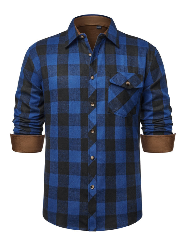 Alimens & Gentle Mens Plaid Button Down Shirt Casual Long Sleeve Flannel Shirts Relaxed Fit Cloth For Fall