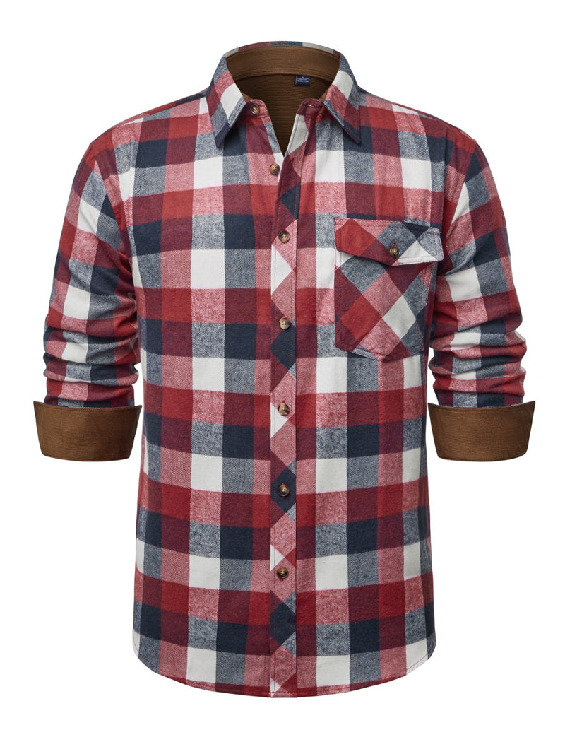 Alimens & Gentle Mens Plaid Button Down Shirt Casual Long Sleeve Flannel Shirts Relaxed Fit Cloth For Fall