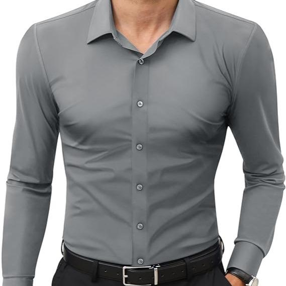 Alimens&Gentle Dress Shirts 16-Way Stretch Slim Fit Long Sleeve Button Down Shirts Wrinkle Free Traveler Shirts