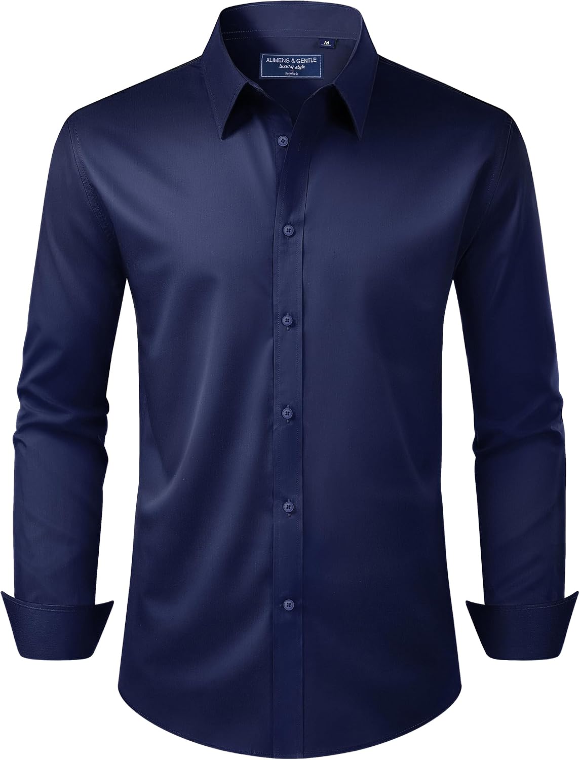 Men's Dress Shirt Regular Fit Stretch Stain Shield Long Sleeve Solid Business Wedding Button Down Shirts