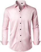 Mens Dress Shirt Long Sleeve Wrinkle Free Stretch Button Down Shirts