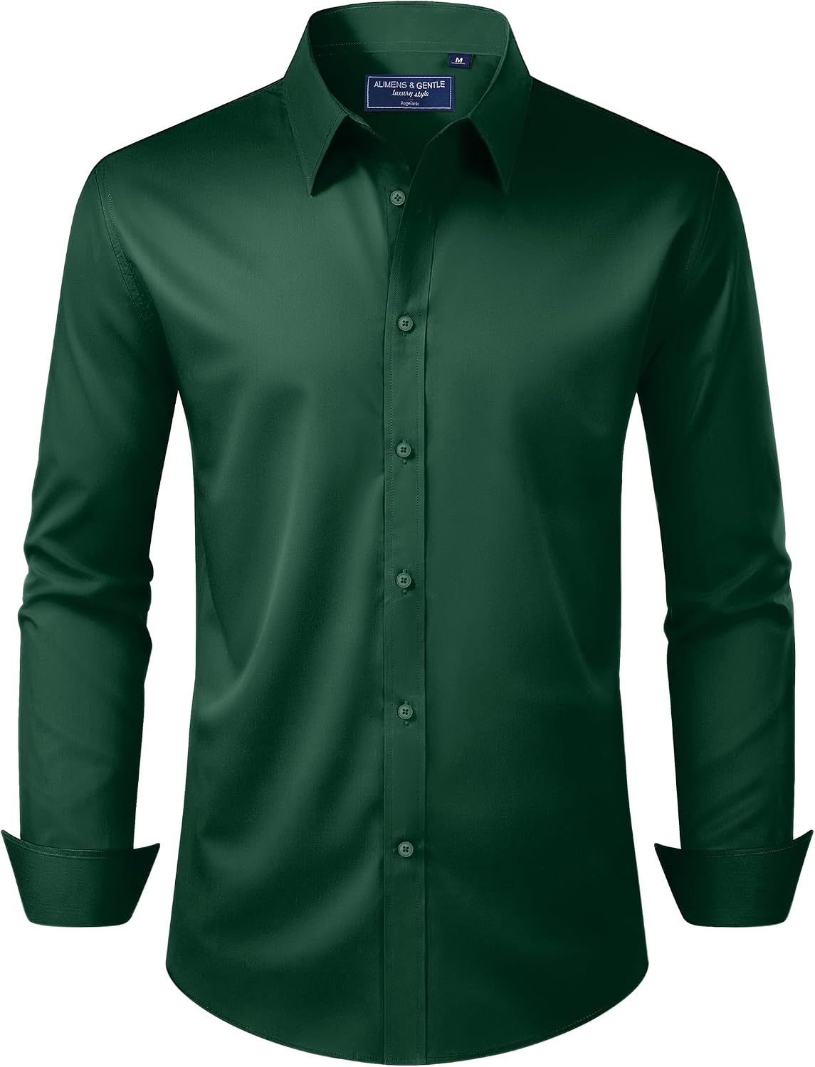 Men's Dress Shirt Regular Fit Stretch Stain Shield Long Sleeve Solid Business Wedding Button Down Shirts